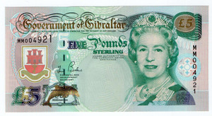 GIBRALTAR 5 POUND 1988 P20e BANKNOTE QEII UNC GIBRALTAR 5 POUND 1988 P20e BANKNOTE QEII UNC