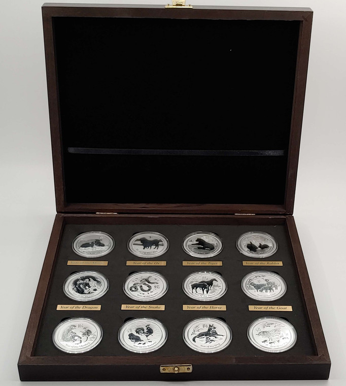 AUSTRALIA 2008 - 2019 LUNAR II SERIES SILVER PROOF COMPLETE COIN SET OF THE CHINESE 12 ZODIAC SIGNS IN PREMIUM CASE