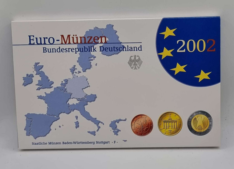 GERMANY 2002 COMPLETE YEAR EURO PROOF COIN SET IN OFFICIAL BLISTER F