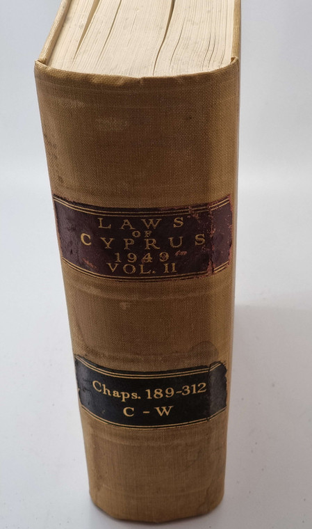 LAWS OF CYPRUS VOL II 1949 HARDCOVER BOOK BY SIR HARRY TRUSTED 1950