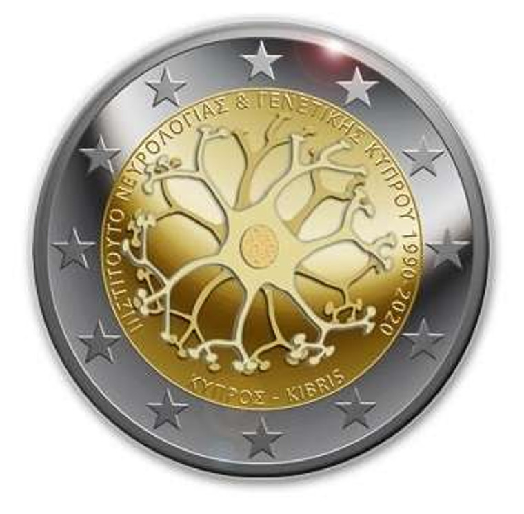 Cyprus 2 euro 2020 Cyprus Institute of Neurology and Genetics B.U coin