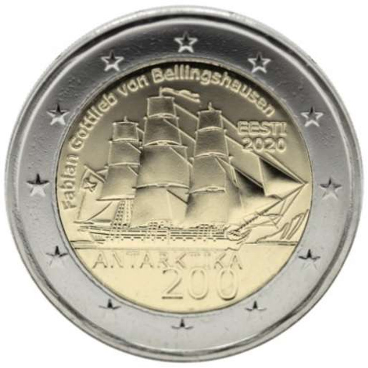 Estonia 2 euro 2020 Commemorative coin bu in capsule 200 years of the Discovery of Antartica