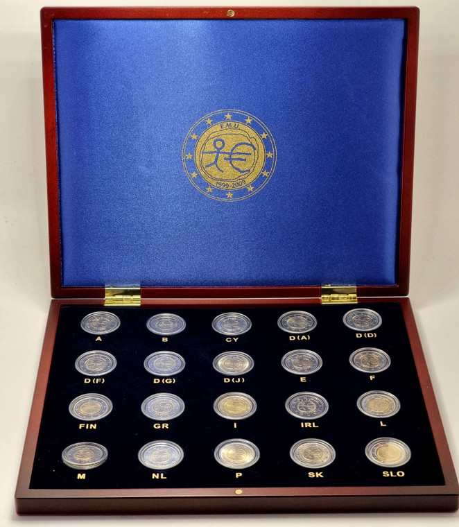 Complete collection 20 x 2 euro coins 2009 All countries 10th Anniversary EMU case