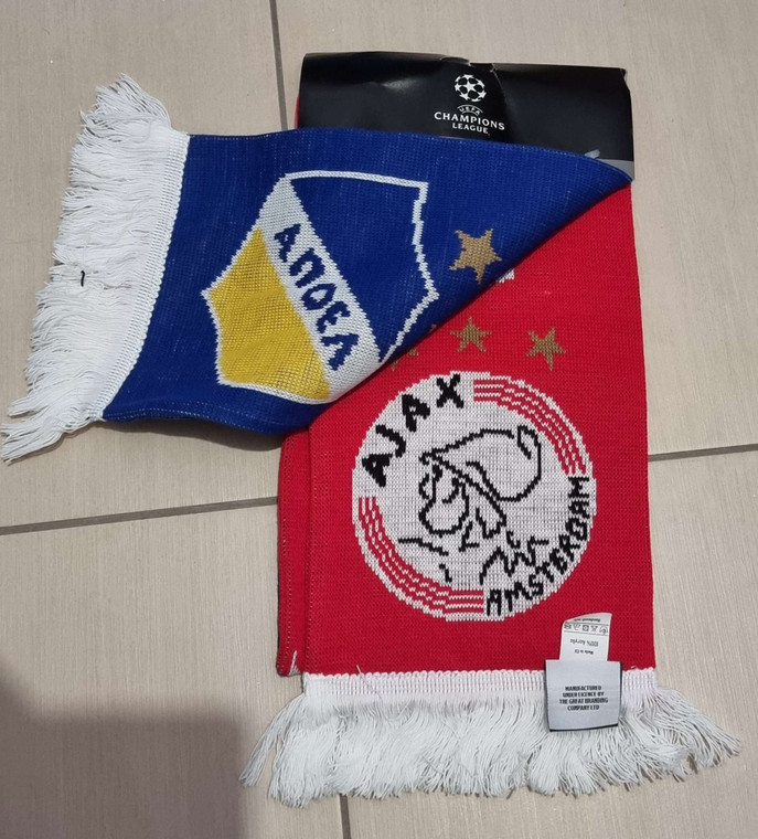 CYPRUS APOEL FC FOOTBALL CLUB OFFICIAL SCARF SCHAL UEFA CHAMPIONS LEAGUE AJAX VS APOEL 2014 NEW