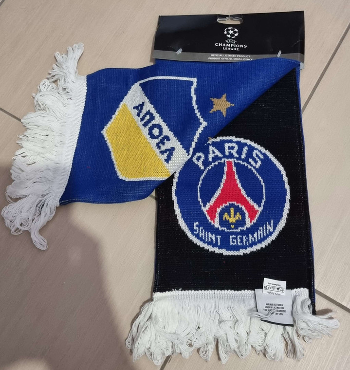 CYPRUS APOEL FC FOOTBALL CLUB OFFICIAL SCARF SCHAL UEFA CHAMPIONS LEAGUE PARIS VS APOEL 2014 NEW