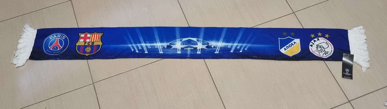 CYPRUS APOEL FC FOOTBALL CLUB OFFICIAL SCARF SCHAL UEFA CHAMPIONS LEAGUE GROUPS PARIS - APOEL - BARCELONA - AJAX 2014 NEW