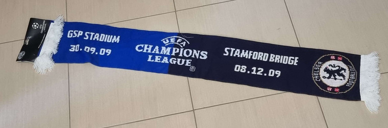 CYPRUS APOEL FC FOOTBALL CLUB OFFICIAL SCARF SCHAL UEFA CHAMPIONS LEAGUE CHELSEA VS APOEL 2009