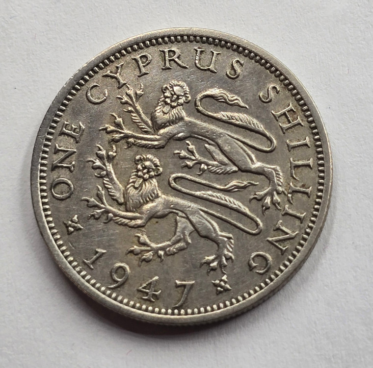 CYPRUS 1 SHILLING COIN 1947 KGVI EXF