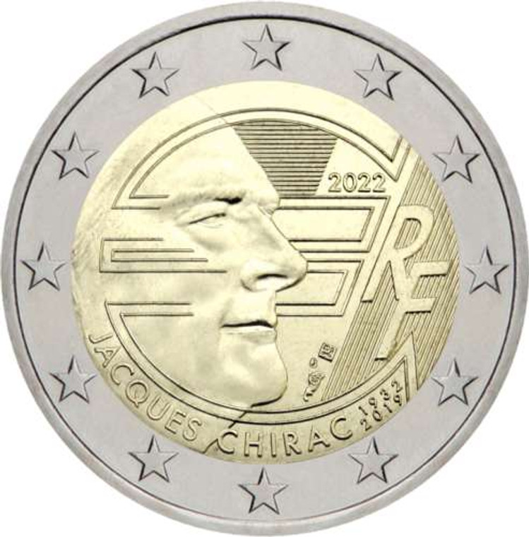 FRANCE 2022 2 Euro Jacques Chirac bu coin in capsule