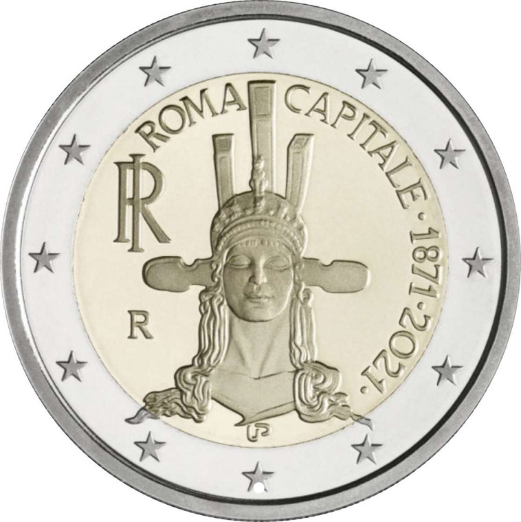 ITALY 2021 2 Euro Roma capital city bu coin in capsule