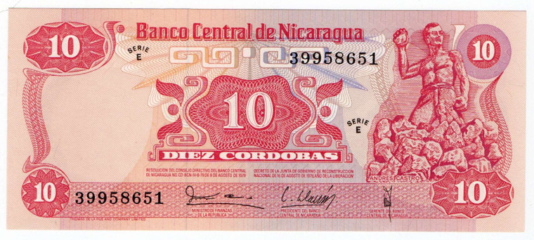 Nicaragua 10 Cordobas 1979 P 134 Gem UNC