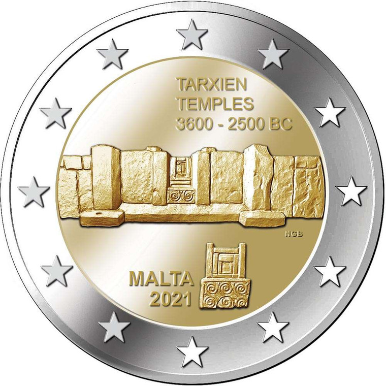 MALTA 2021 2 Euro Tarxien temples bu coin in capsule