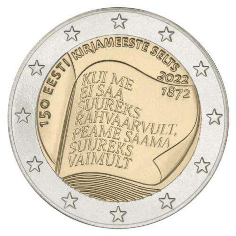 ESTONIA 2022 2 Euro Commemorative LITERATURE SOCIETY bu coin