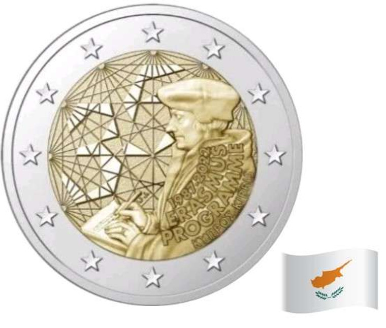 CYPRUS 2022 2 EURO COIN UNC BU IN CAPSULE ERASMUS