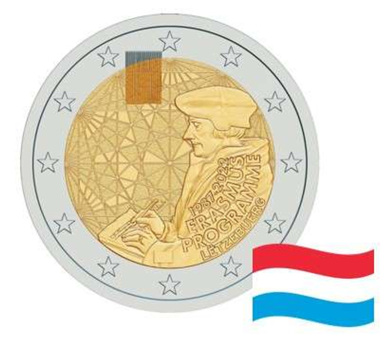 LUXEMBOURG 2022 2 EURO ERASMUS COMMEMORATIVE in capsule