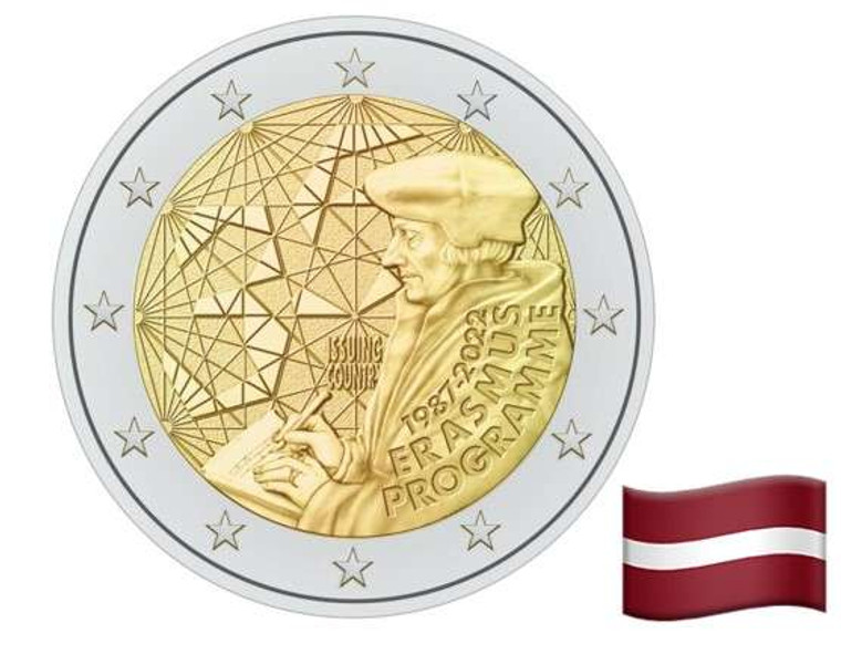 LATVIA 2022 2 EURO ERASMUS COMMEMORATIVE BU COIN IN CAPSULE