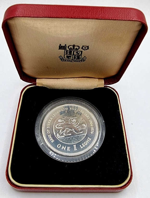 SIERRA LEONE 1974 10th BANK ONE LEONE SILVER PROOF COIN