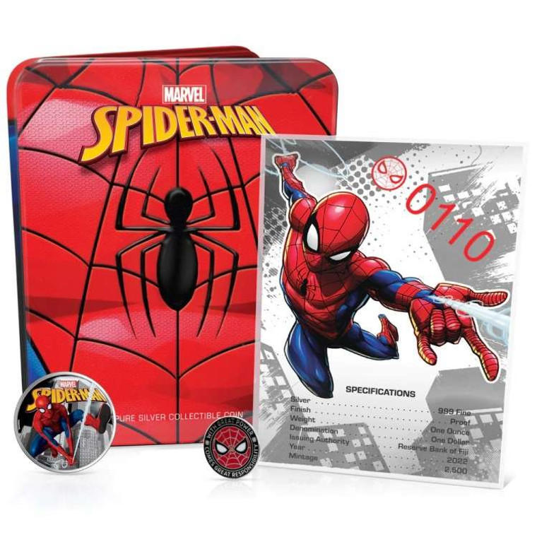 FIJI 2022 SPIDERMAN – MARVEL 1 OZ PROOF SILVER COIN
