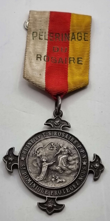 Belgium Antique Saint Dominique Reine du Tres Saint Rosaire medal