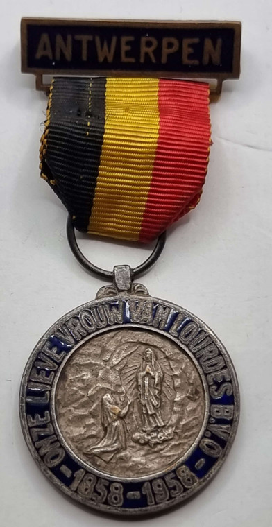 Belgium Religious Our Lady Lourdes 1858-1958 Centennial Medal