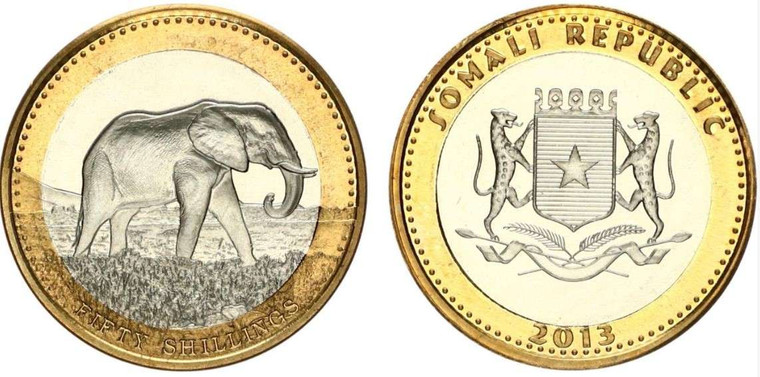 Somalia 50 Shillings 2013 African Elephant UNC coin