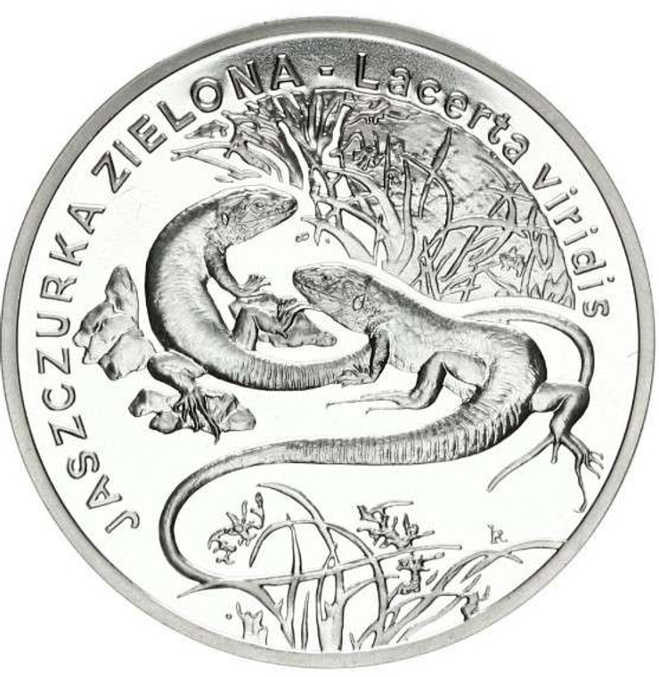 Poland 20 Zlotych Silver 2009 Green Lizards KM 679 coin