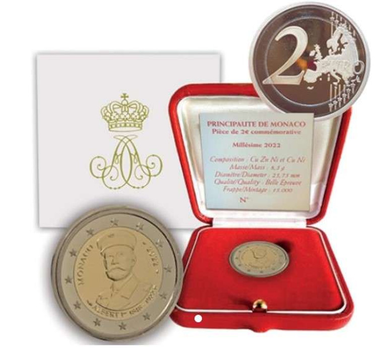 Monaco 2 euro 2022 Prince Albert I Proof BE coin