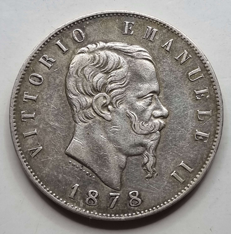 Italy 1878 Silver 5 Lire coin Vittorio Emanuele II
