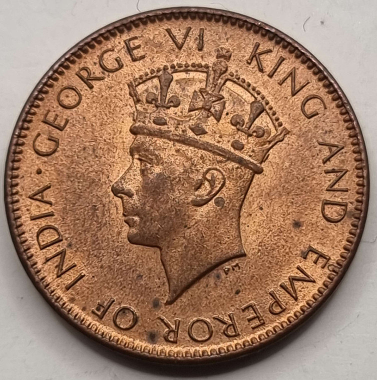 Ceylon 1 Cent 1937 KGVI Red UNC coin