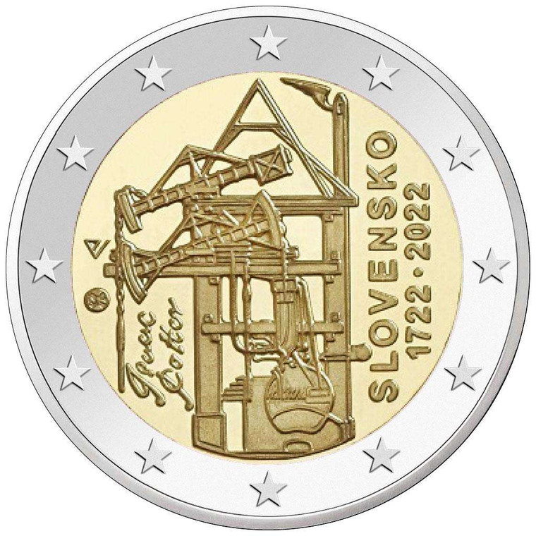 SLOVAKIA 2022 2 Euro Potter's atmospheric steam engine coin