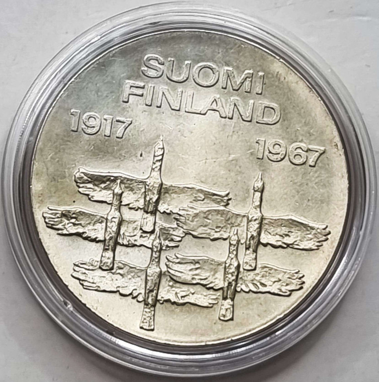 Finland 10 Markkaa Silver coin 1967 Independence unc