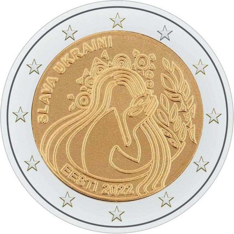 Estonia 2022 2 Euro Commemorative Slava Ukraini bu coin