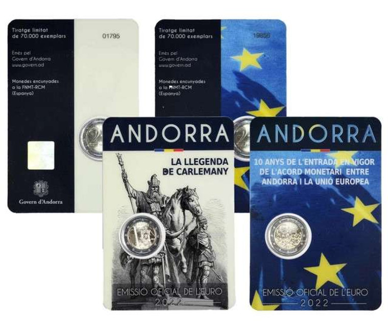 Andorra 2022 2 Euro Commemorative Set of both Coin Cards