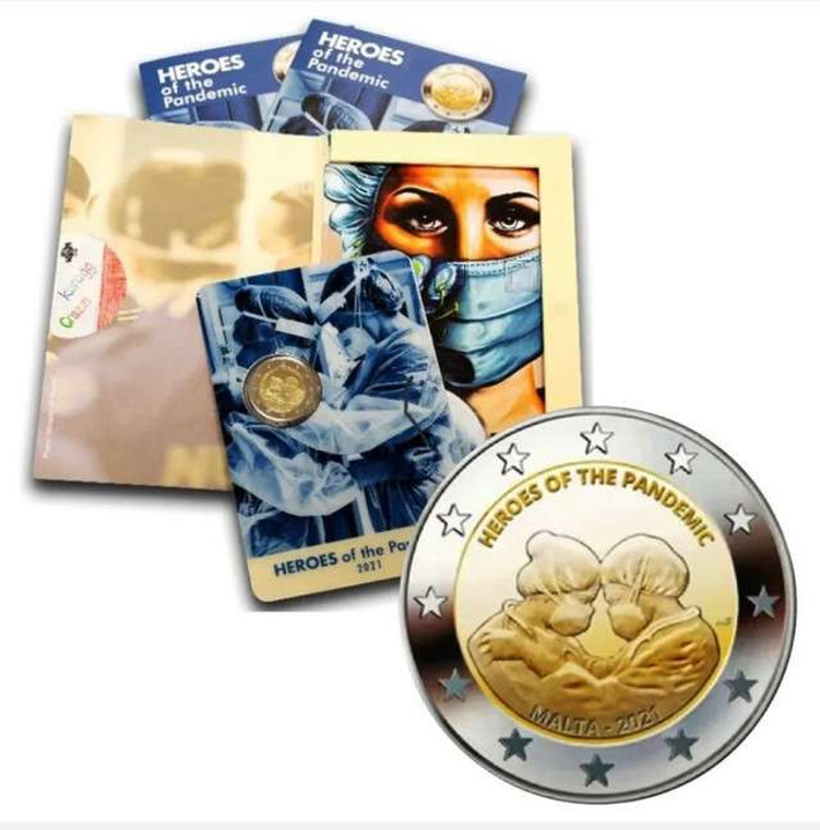 Malta 2021 2 Euro HEROES OF THE PANDEMIC coin card