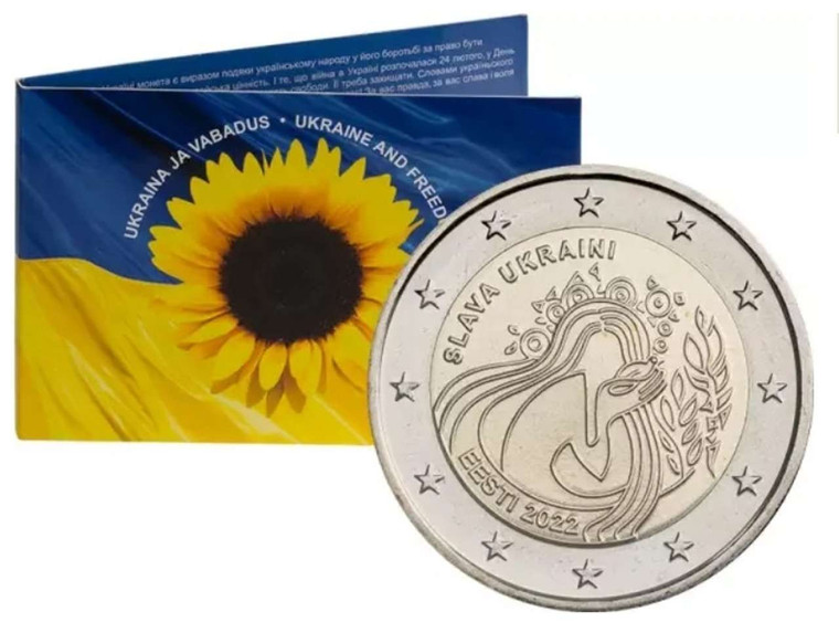 Estonia 2022 2 Euro Commemorative Slava Ukraini bu Coin Card