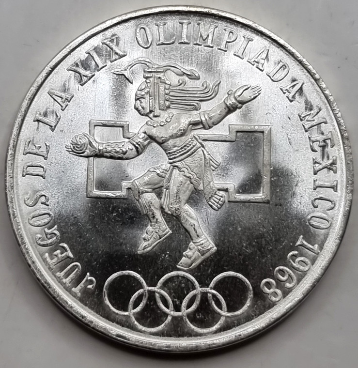 MEXICO UNC SILVER COIN 25 Pesos 1968 OLYMPIC GAMES UNC