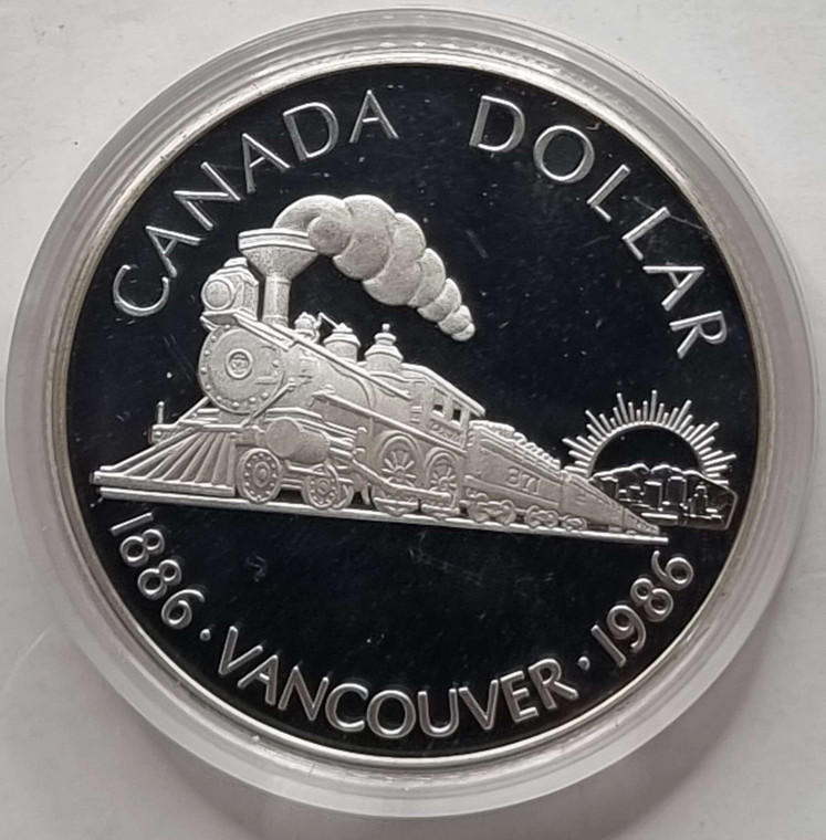 Canada 1 Dollar silver proof coin 1986 Vancouver Train