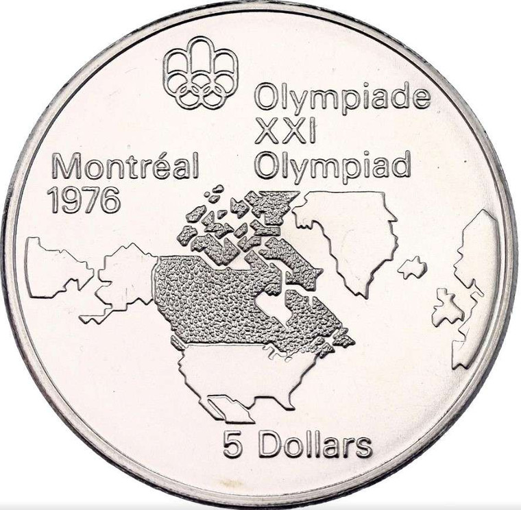 Canada 5 Dollars silver coin 1973 Olympic games 1976