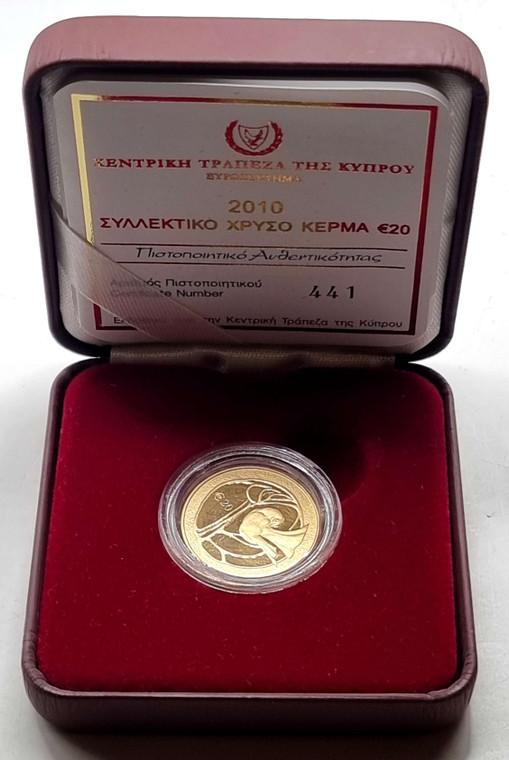 CYPRUS 2010 GOLD PROOF 20 EURO COIN 50th Anniversary of the Republic