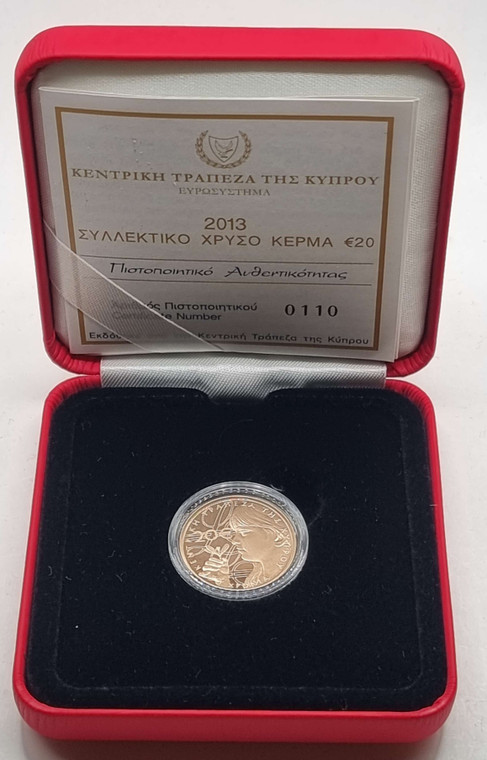 CYPRUS 2013 GOLD PROOF 20 EURO COIN 50th Anniversary