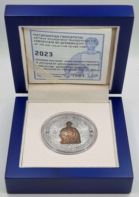 GREECE 2023 ANCIENT GREEK TECHNOLOGY - THE AUTOMATIC MAIDSERVANT OF PHILO SILVER PROOF COIN