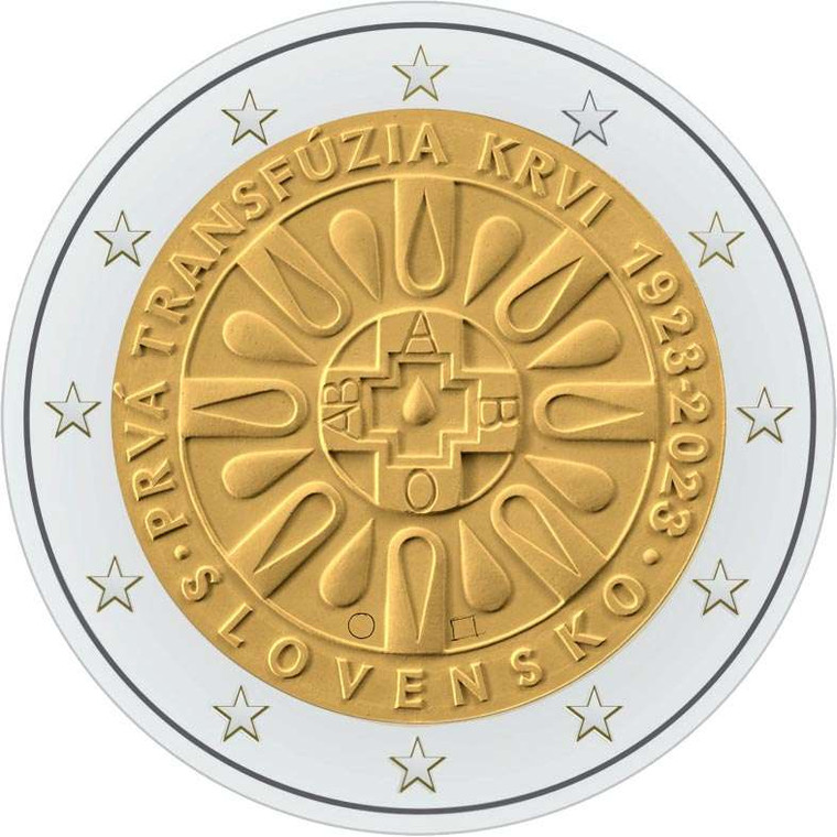 SLOVAKIA 2023 2 EURO First Blood Transfusion UNC coin