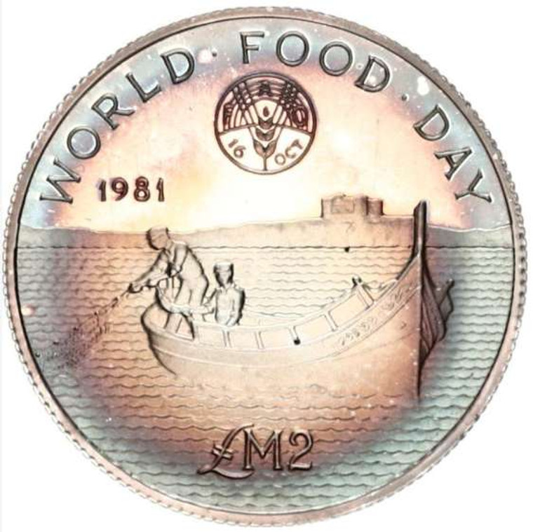 Malta 2 Pounds Silver Proof coin 1981 World Food Day