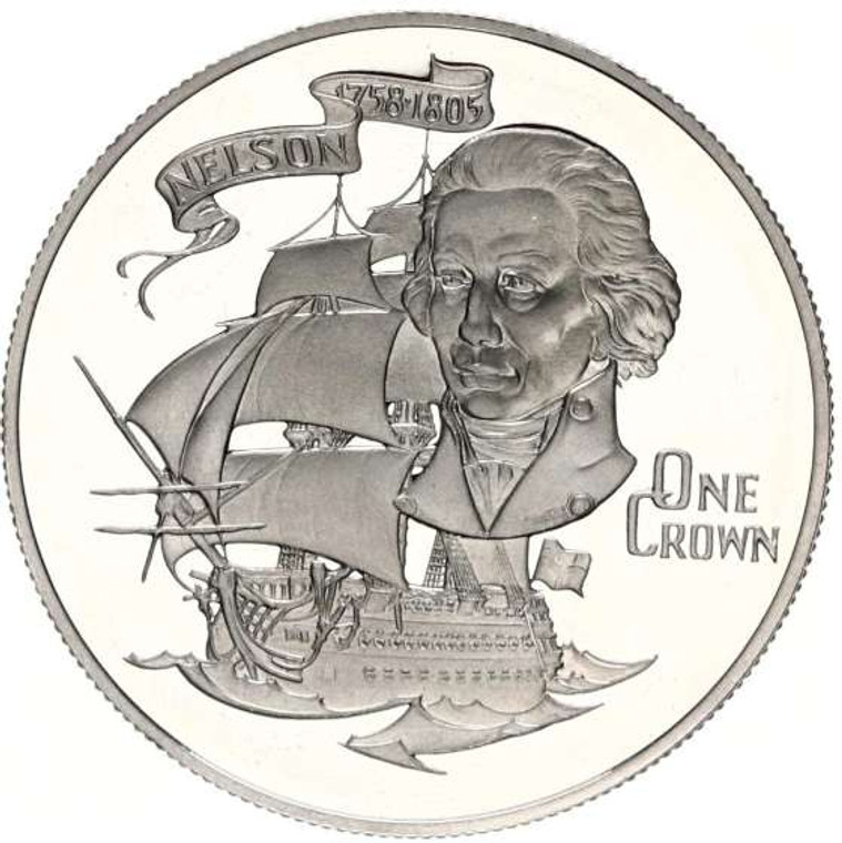 Gibraltar Crown Silver Proof coin 1980 Death of Nelson ship