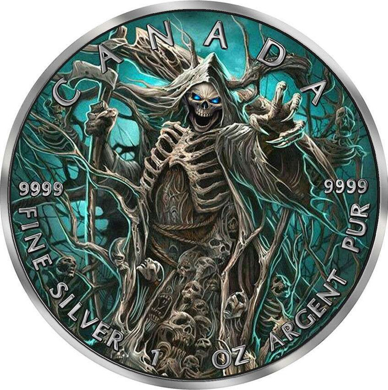 GRIM REAPER 2023 Death Maple Leaf Armageddon VI 1 Oz Silver Coin 5$ Canada