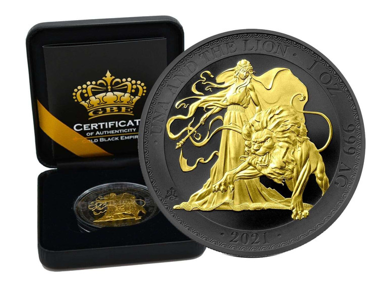 SAINT HELENA UNA AND THE LION 2021 Gold Black Empire Silver Coin