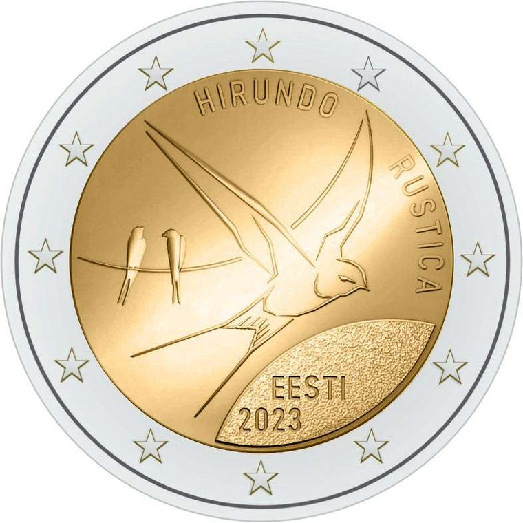 Estonia 2023 2 Euro Barn Swallow BU coin in capsule