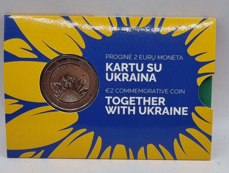 Lithuania 2023 Together with Ukraine 2 euro UNC in coin card