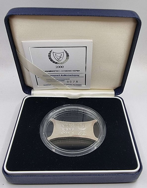 CYPRUS 2000 SILVER PROOF 2 POUNDS TALENT MILLENIUM