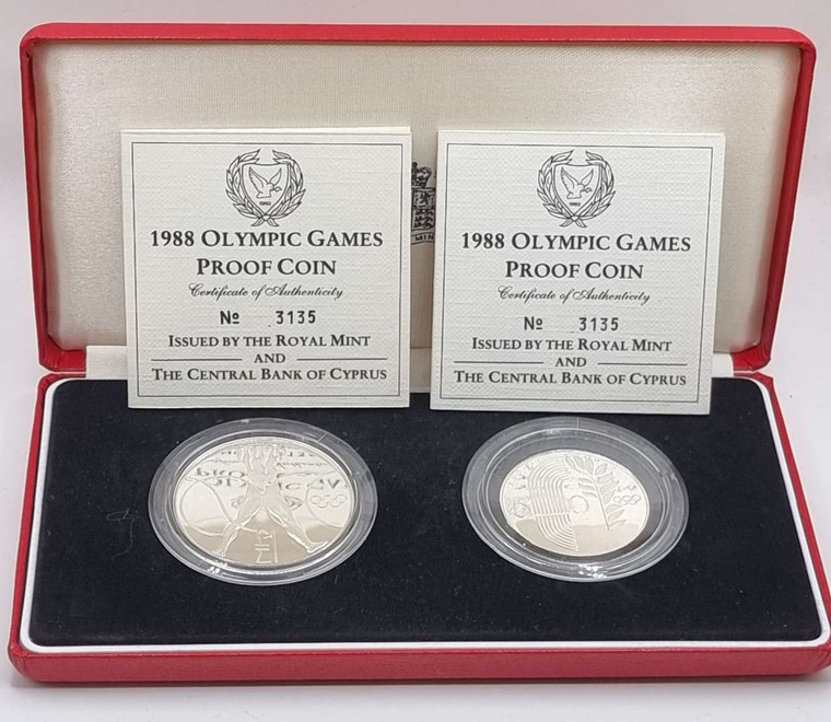 CYPRUS 1988 SILVER PROOF COINS SET OLYMPIC GAMES SEOUL